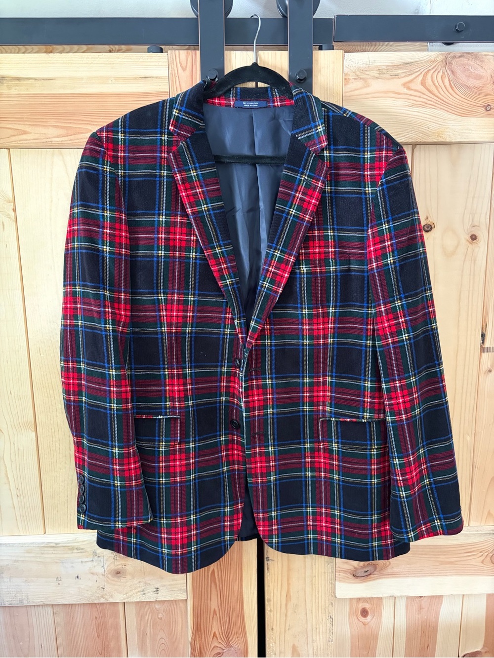 Saddlebred Men’s42R Red‎ Tartan Plaid Blazer Jacket Sports Coat Corduroy Scotch